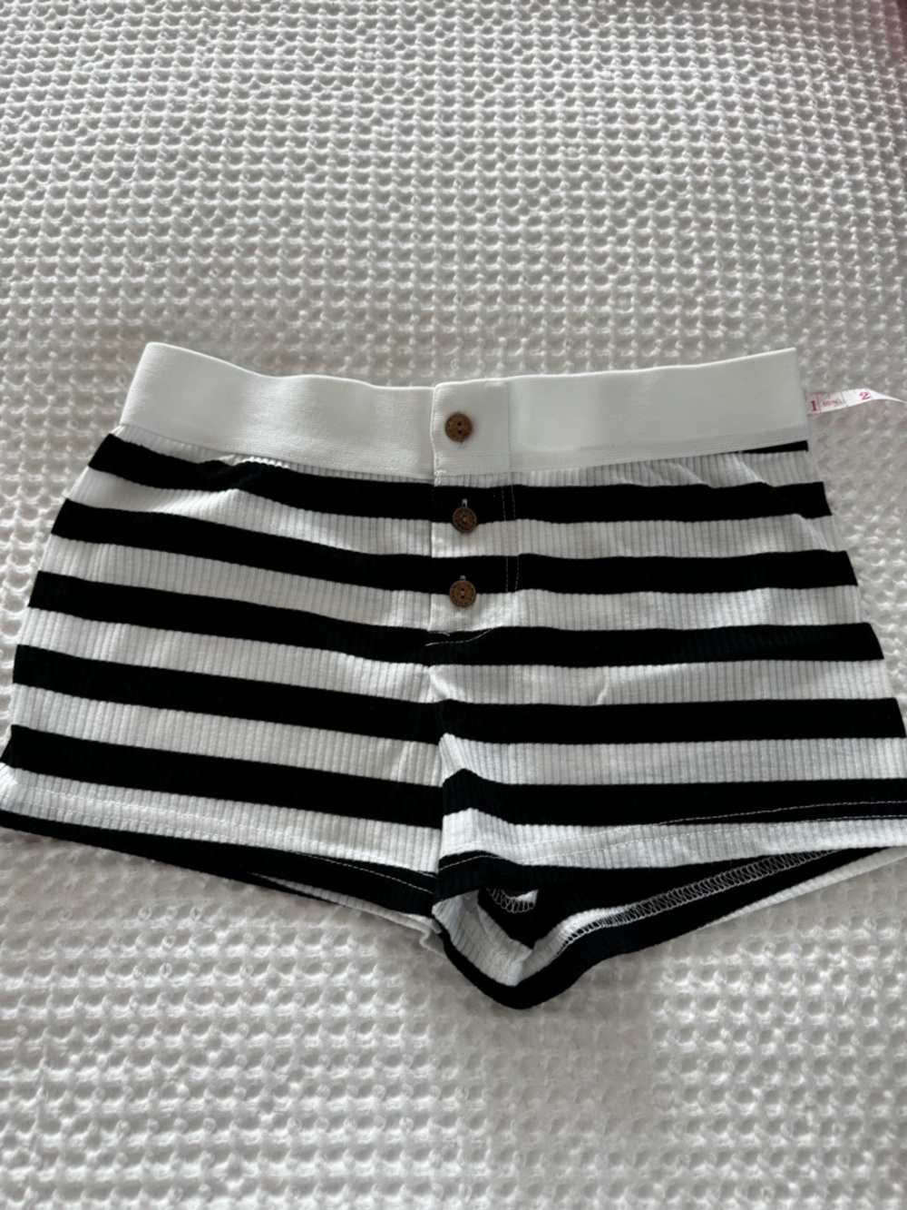 Women’s Black & White Striped Button-Front Shorts